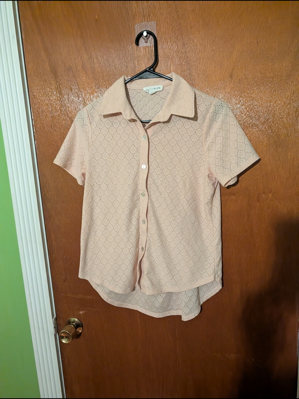 Light Pink Eyelet Button-Up Blouse